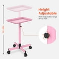 thumbnail image 2 of TASALON Premium Rolling Salon Tray, Adjustable Height, Aluminum Trolley with Wheels for Salon, Tattoo, and Clinic Essentials - Pink, 2 of 7