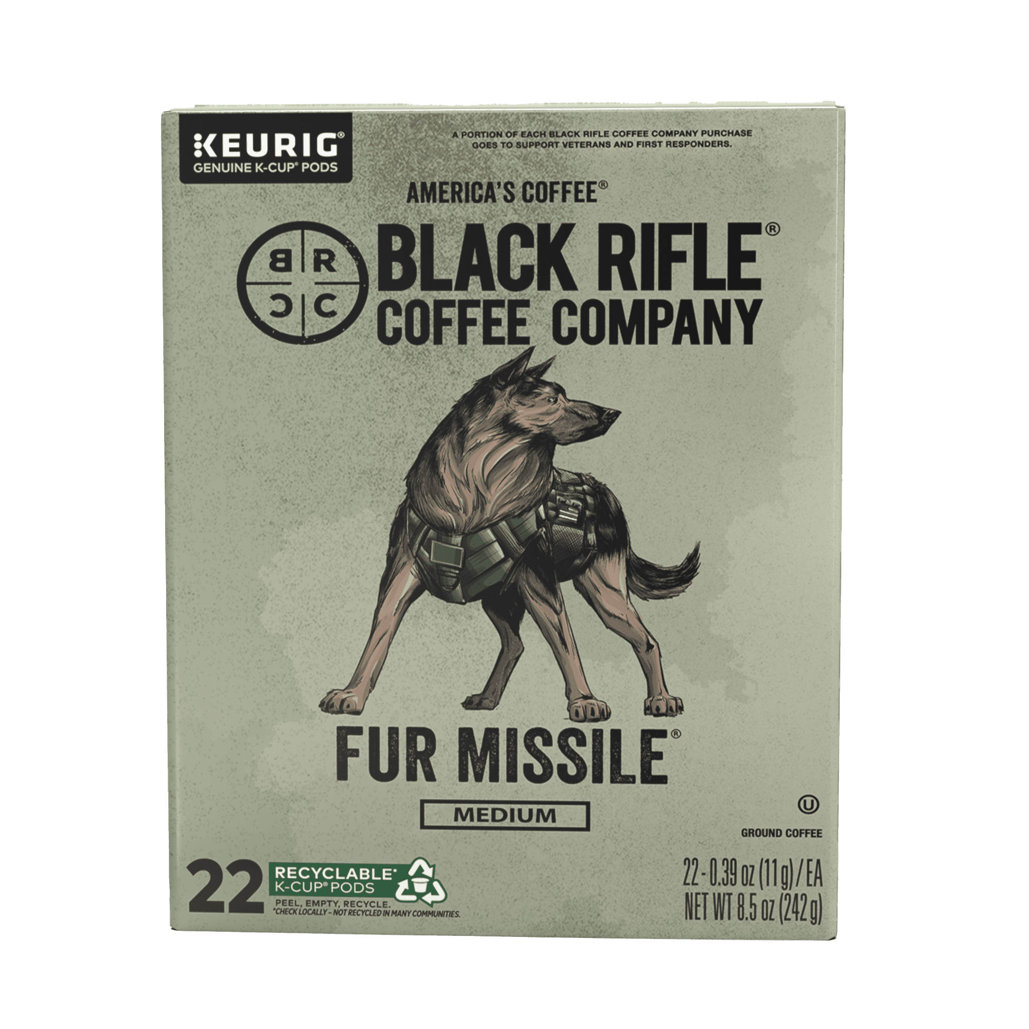 Black Rifle Coffee Company Fur Missile K-Cup Pods, Medium Roast, 22 Ct