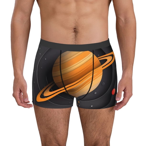 Balery Solar System Paper Art Calzoncillos bóxer para hombre, ropa interior de algodón suave y transpirable con cinturilla de nailon-Large