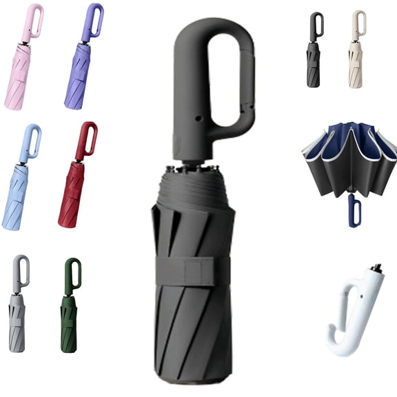 Automatic Folding Umbrella with Loop Buckle, Portable Creative Ring Buckle Umbrella, Compact Durable Sun-Protection UV Umbrellas, Windproof Reinforced & Waterproof Umbrellas for Men & Women