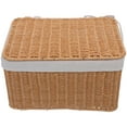 thumbnail image 2 of Cesta tejida con asa y tapa, organizador rectangular de almacenamiento, cesta de mimbre con forro, cesta vacía para organizar juguetes, libros, armarios de niños y bebés, decoración de habitaciones., 2 of 5