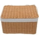 thumbnail image 5 of Cesta tejida con asa y tapa, organizador rectangular de almacenamiento, cesta de mimbre con forro, cesta vacía para organizar juguetes, libros, armarios de niños y bebés, decoración de habitaciones., 5 of 7