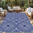 thumbnail image 2 of Navy Blue Outdoor Rug for Patio/Deck/Porch, Non-Slip Large Area Rug 6 x 9 Ft, Traditional Tribal Abstract Geometric Art Indoor Outdoor Rugs Washable Area Rugs, Reversible Camping Rug Carpet Runner, 2 of 8