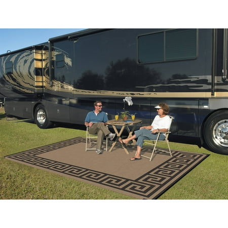 Patio Mats 9' x 12' Reversible RV Patio Mat, Indoor / Outdoor Rug, Camping Mat, Greek