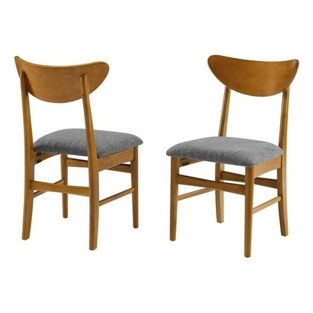 Bowery Hill 18.5" Wood/Polyester Dining Chair in Acorn Natural/Gray (Set of 2)