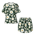 thumbnail image 5 of "Wukai White Daisies and Bee Women's Pajama Set - Short-Sleeve Top and Shorts with Elastic Waistband and Pockets for Loungewear, Yoga, and Casual Wear-Small, 5 of 8
