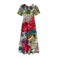 thumbnail image 3 of IROINNID Summer Dresses for Women 2024, Wedding Guest Maxi Dresses for Women , Round Neck and Short Sleeve Printed Flowy Casual Vacation Dresses, 3 of 3