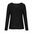 thumbnail image 6 of Xdegoge Sparkly Tops for Women Going Out Party Shirts V Neck Long Sleeve Glitter Sequin Blouses Dressy Casual Holiday Cocktail Outfits, 6 of 9