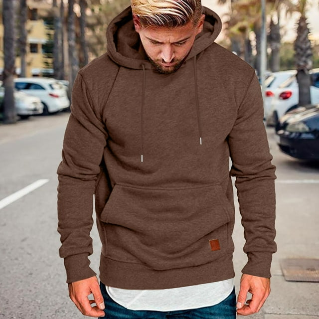 WILLBEST Sudaderas En Pareja Sudadera con Capucha para Hombre, Sudadera De Cuero con Etiqueta, Sudadera De Manga Larga con Capucha, Sudadera con Bolsillo De Gran Tamaño XXGrande