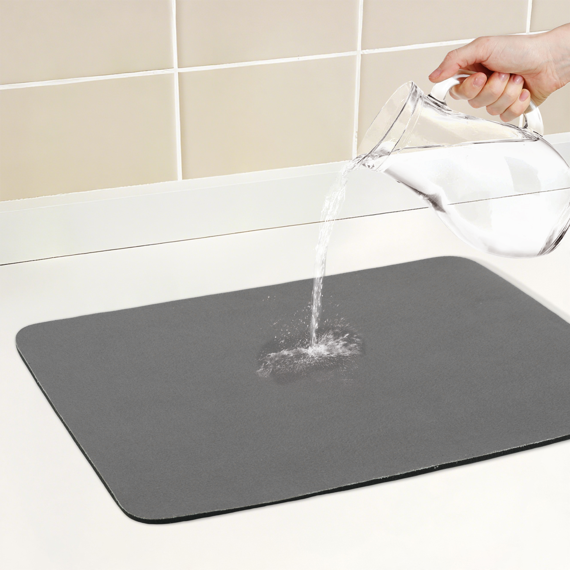 Unique Bargains Highly Absorbent Dish Drying Mat for Kitchen Gray 15.7*11.8 inch