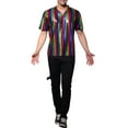thumbnail image 2 of Lars Amadeus Men's Metallic Shiny Nightclub Short Sleeve Party Disco T-Shirt, 2 of 6