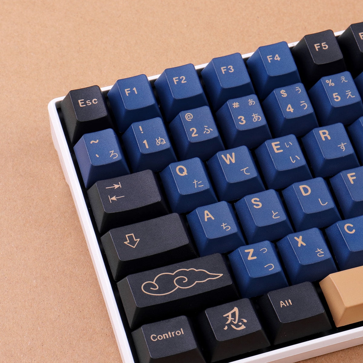 Gliging Keycaps 129 Keys Cherry Profile Dye-Sub PBT Blue Warrior Compatible Cherry MX Switch Mechanical Keyboard