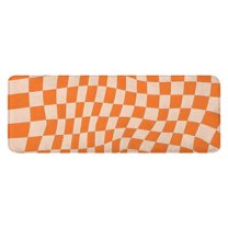 Orange and White Wavy Checkerboard Pattern Kitchen Rug Mat,Kitchen Runner Rugs Non Skid Washable,Decorative Kitchen Floor Mats for Kitchen,Sink,Laundry,17"x47.2"