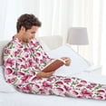 thumbnail image 6 of Salouo Lilies Flowers Print Button-Front Long Sleeve Pajama Set for Men, Soft 2Pjs Men's Long Sleeve Sleepwear-Medium, 6 of 7