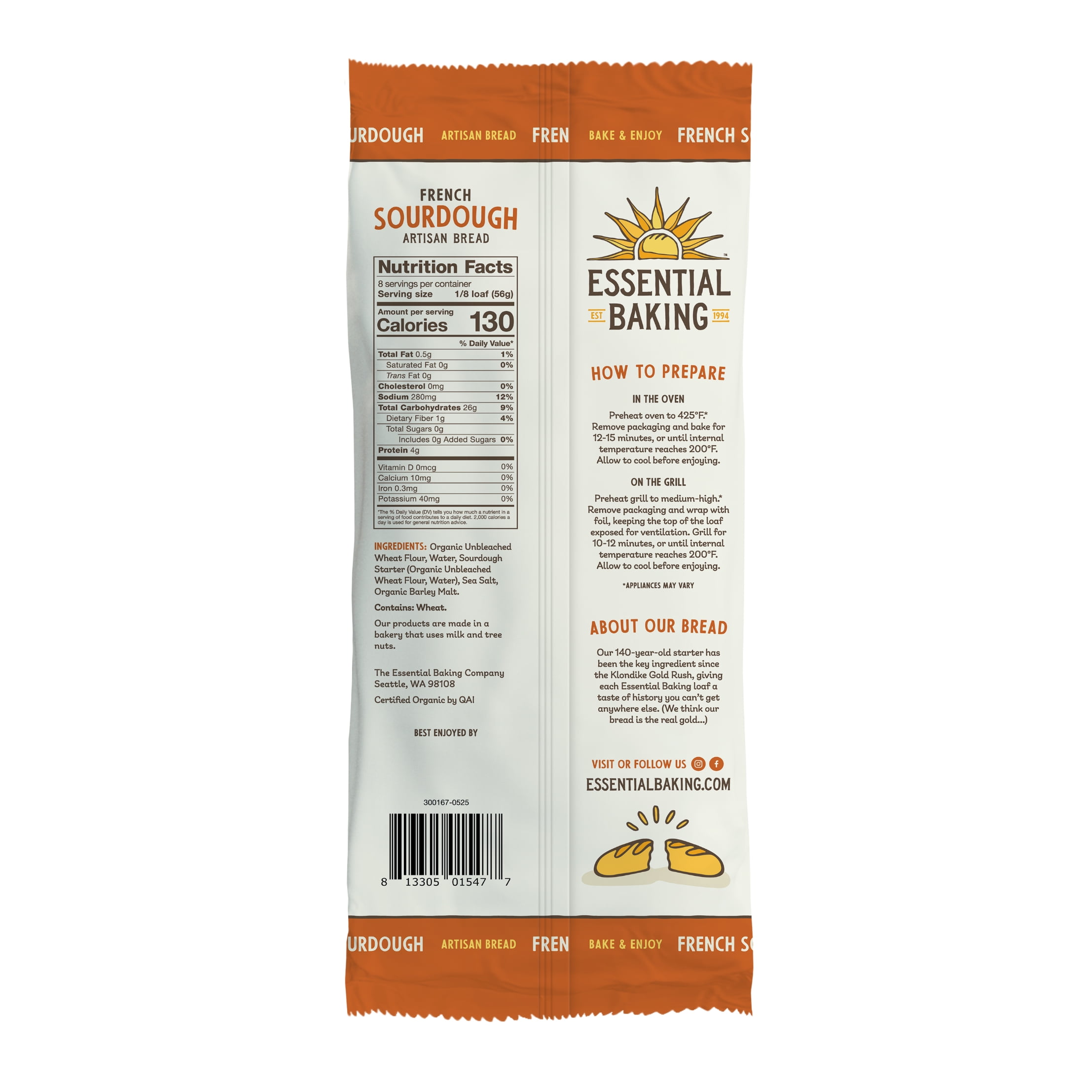Essential Bake at Home French Sourdough Bread, Certified Organic, 16 oz, 4 Pack