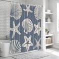 thumbnail image 6 of Blue Coastal Shower Curtain for Bathroom, Starfish Shell Ocean Nautical Waterproof Cloth Fabric Bathroom Accessories Set with 9 Rust Proof Plastic Hooks, 36"x72", 6 of 9