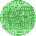 thumbnail image 1 of Ahgly Company Indoor Round Oriental Emerald Green Traditional Area Rugs, 3' Round, 1 of 4