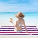 thumbnail image 4 of Toalla de playa de gran tamaño para adultos - Toalla de piscina ligera de poliéster a rayas | Toalla de viaje de baño sin arena de secado rápido para hombres y mujeres para acampar | 59x27 pulgadas, 4 of 5
