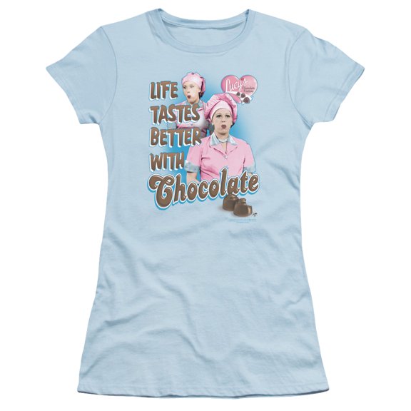 I Love Lucy - Better With Chocolate - Juniors Teen Girls Cap Sleeve Shirt - Medium