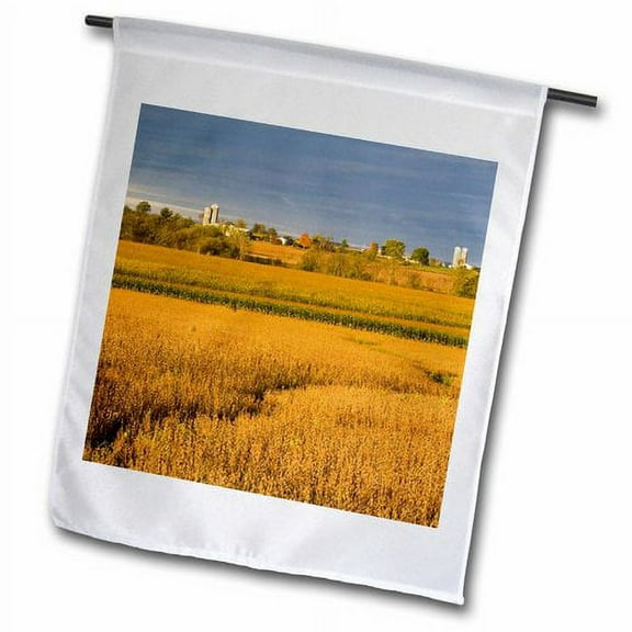 3dRose, Soybean, corn field agriculture near Boyd Wisconsin - US50 CHA0032 - Chuck Haney, 12 x 18 inch Garden Flag