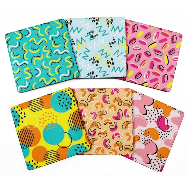 Inkdotpot Set of 6 Drink Coasters Easy Clean 4-Zoll SquareCoastersCork Base-Reusable- Abstract