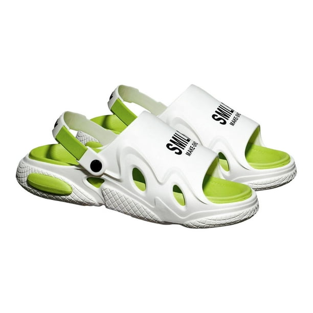 Sandalias de diapositivas para hombre Diapositivas de playa de suela gruesa para fiesta en la piscina Citas Viajes Caminar Verde 40 41