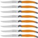 thumbnail image 1 of Cuchillos Franceses Alto Temple LaguioleOrange 8 pzas 23 cm Naranja Acero Inoxidable Cuchillo para carne., 1 of 4