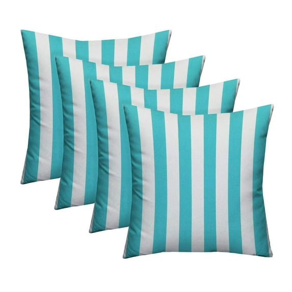 RSH Décor Indoor Outdoor Set of 4 Pillows 24" x 24", Cancun & White Stripe