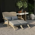 thumbnail image 3 of Yardi Yarda Wicker Adirondack Chair for 2 with Cushions & Footrests, PE Rattan Double Chaise Lounge Chair, Fire Pit Chair with High-Back and Wide Armrests, Gray, 3 of 11