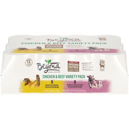 Purina Beyond Grain Free, Natural Pate Wet Dog Food, Chicken & Beef Recipe Variety Pack - (12) 13 oz.
