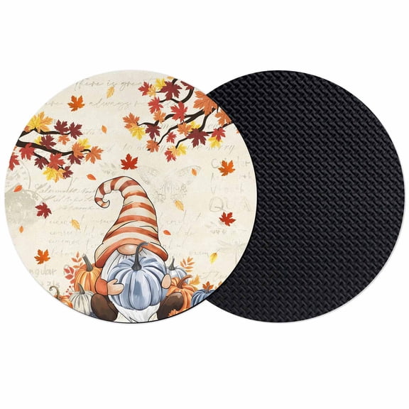 Gnomes Pumpkin Fall Coasters Set of 2, Absorbent Coasters for Drinks, Maple Leaves Thanksgiving Branches Coaster for Desk Coffee Table Protection, Home Decor House Warming Gifts 4"