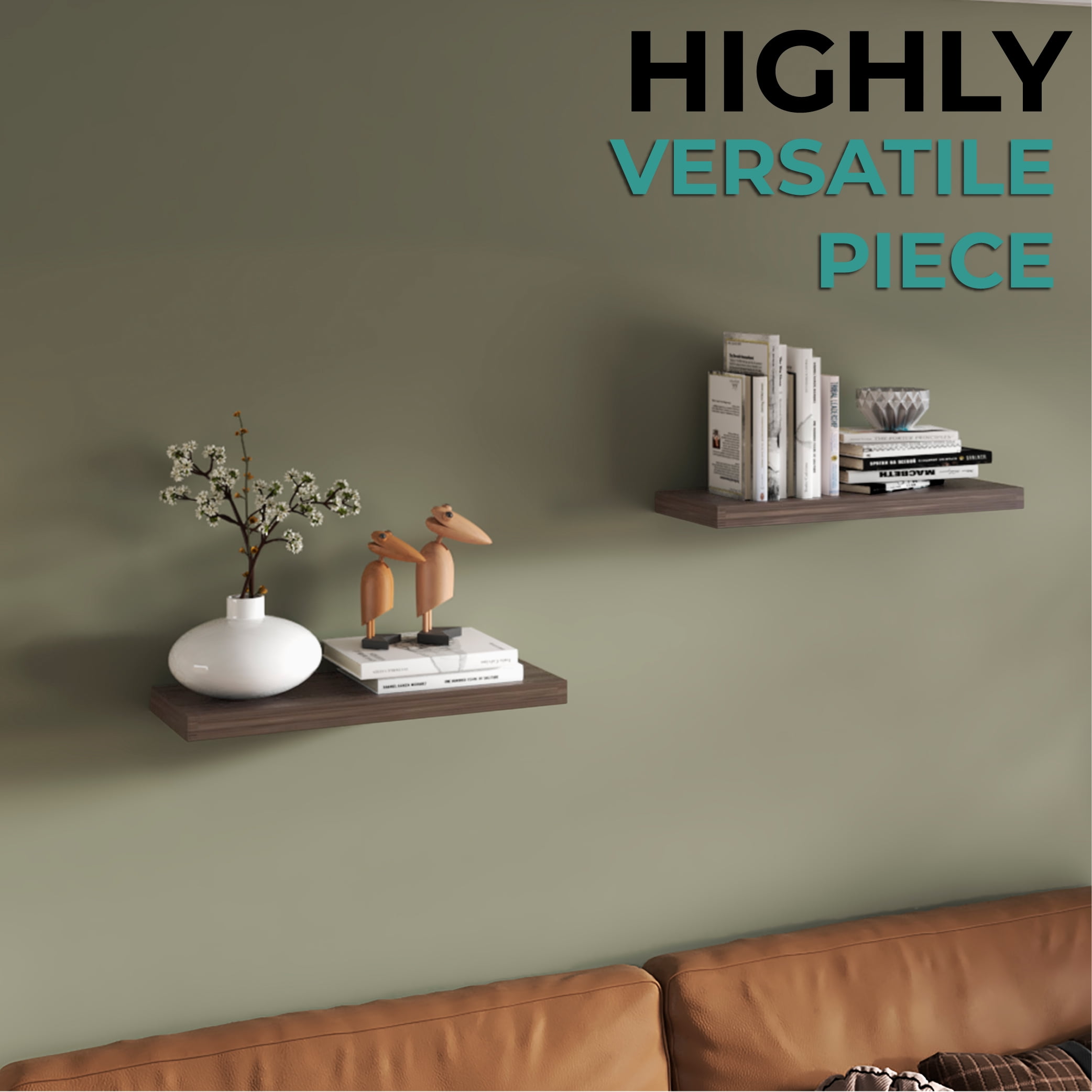 TUHOME Ecco 31.5-Inch Floating Shelves Set of Two with Hidden Brackets, Wall-Mounted Shelves