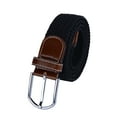thumbnail image 1 of Cinturón elástico trenzado universal de tela informal para hombre y mujer, con presilla y punta de cuero sintético (negro), 1 of 5