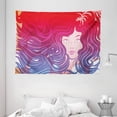 thumbnail image 1 of Modern Tapestry, Graphic Little Mermaid Face and Wavy Hair Vibrant Colors Fantasy Woman Artwork, Wall Hanging for Bedroom Living Room Dorm Decor, 80W X 60L Inches, Red Violet Cream, by Ambesonne, 1 of 2