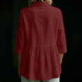 thumbnail image 3 of BLVB Womens 3/4 Sleeve Tops V Neck Cotton Linen Peplum Blouse Button Collared Shirts for Women Business Casual, 3 of 5