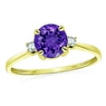 thumbnail image 2 of Original Star K� 7mm Round Genuine Amethyst and Diamond Classic 3 stone Engagement Ring, 2 of 9