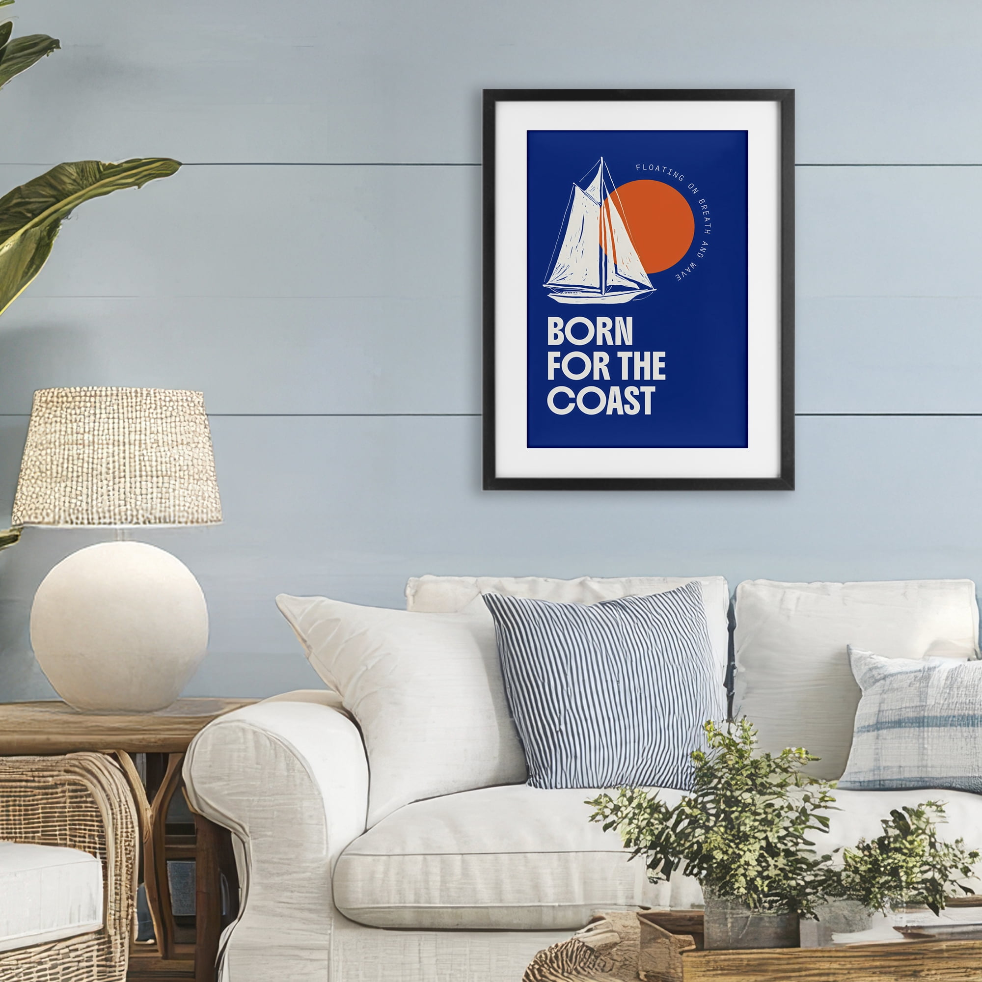 Stupell Industries Born For The Coast Black Framed Print Under Glass, design by Creative Studio