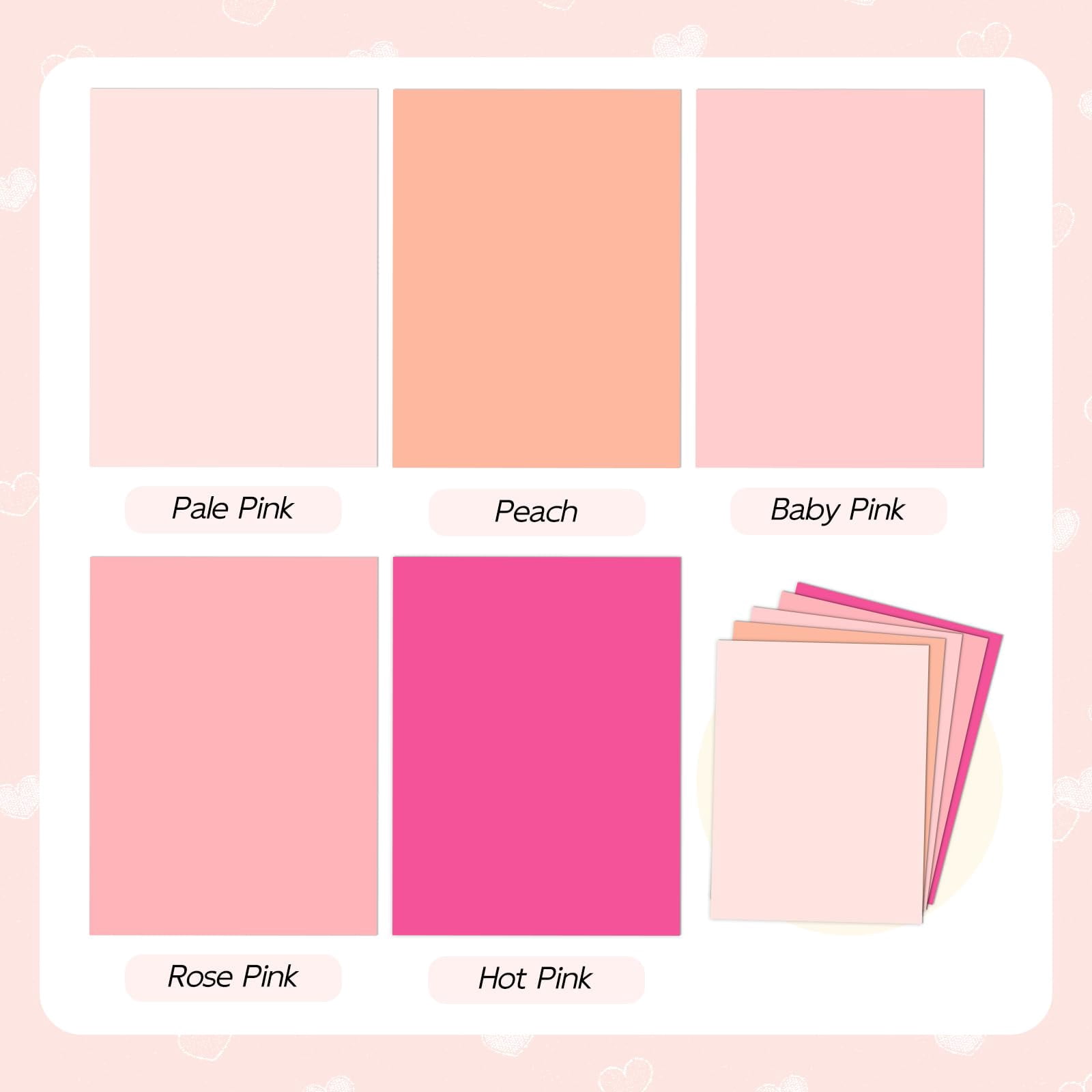 25 Sheets Pink Cardstock 8.5 X 11  5 Colors Colored Paper 80lb Construction Assorted For Crafts Diy Cards Valentines Day