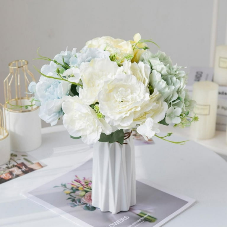 Forzero Artificial Flowers Peony Silk Fake Flower Bouquet for Valentines Day Gifts Home Wedding Decoration Cream Color 1PC