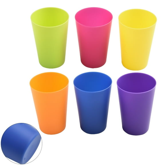 6-Pack Colorful Plastic Drinking Cups Unbreakable Reusable Stackable Tumblers for Juice Milk Water BPA Free Dishwasher & Microwave Safe Kids & Adults