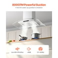 thumbnail image 2 of KFFKFF Chimney‑Style Ceiling Mount Range Hood Kitchen Vent, Stainless Steel 30‑Inch, 2 of 9