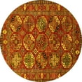 thumbnail image 1 of Ahgly Company Machine Washable Indoor Round Oriental Yellow Industrial Area Rugs, 6' Round, 1 of 4