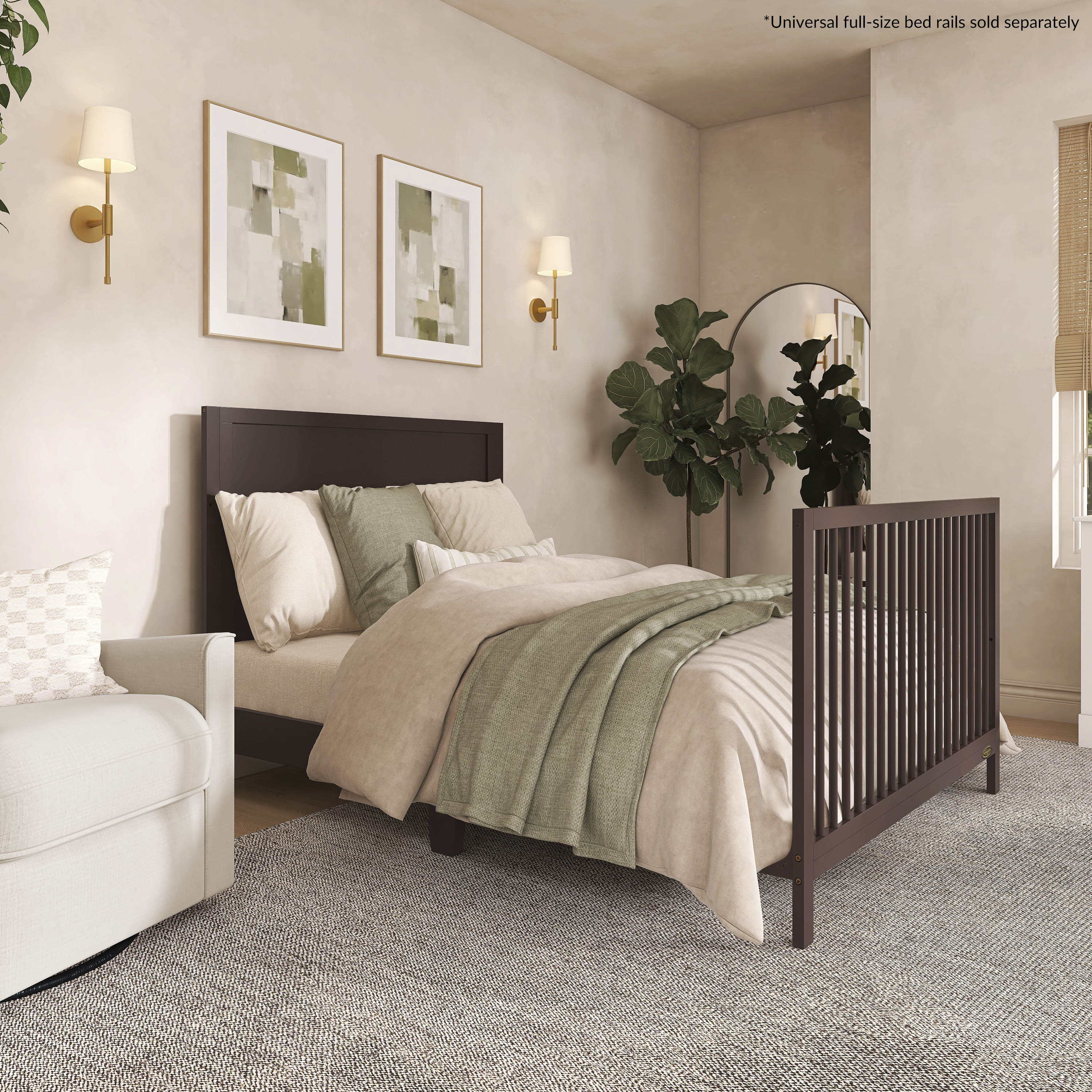 Dream On Me Dillian 5-in-1 Convertible Crib, JPMA & Greenguard Gold Certified, Crafted with New Zealand Pinewood, Chocolate Chip