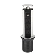 NFTIGB Premium Retractable Desktop Power Strip Pop Up Electrical Socket Outlet with 3 AC Sockets & 2 USB Ports, 11 Inches / 28 cm Countertop Power Socket Strip for Kitchen Office Conference
