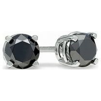 10k White Gold 1 Carat Black Diamond Stud Earrings Plated by Paris Jewelry