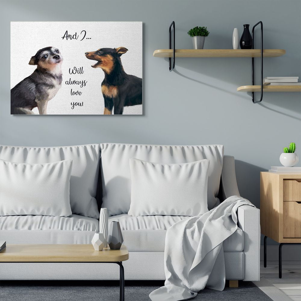 Stupell Industries Will Always Love You Quote Romantic Dog Serenade Canvas Wall Art Design by Ziwei Li, 36" x 48"
