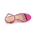 thumbnail image 4 of BLISSFUL STEP Women's Shoes Rhinestone Ankle Strap Kitten Heel Open Toe PU Buckle Sandals  Hot Pink 7, 4 of 8