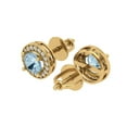 thumbnail image 2 of 14K Solid Gold Screw Back Stud Earrings for Women | 1.18 cttw Round Cut Natural Aquamarine | Yellow Gold, 2 of 4
