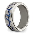 thumbnail image 4 of Grey Titanium Ring Band Wedding Blue Edward Mirell Anodized Brushed & Polished 9mm, 4 of 6