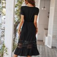 thumbnail image 6 of Summer Dresses for Women Maxi Dress V-Neck Slim Temperament Solid Color Dress Lace Stitching Skirt, 6 of 7